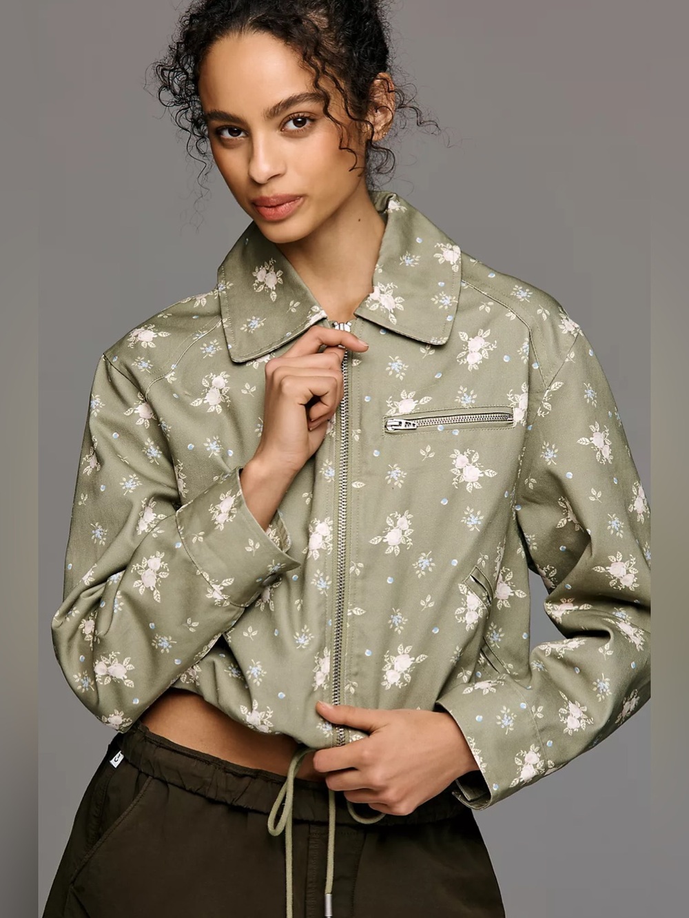 BLANKNYC Olive Ditsy Utility Jacket